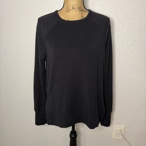 Athleta Coaster Luxe Recover Sweatshirt Black Size XS Crew Neck Relaxed Cozy